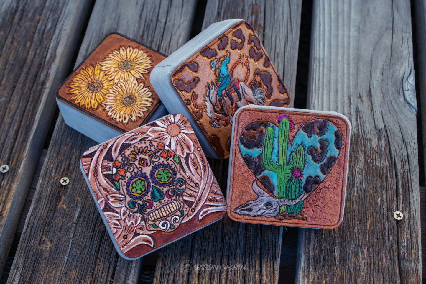 Leather Tooled Jewelry Travel Box , Tooled leather jewelry box , handmade tooled jewelry box, leather carved jewelry box, handcrafted accessory box , cowgirl tooled jewelry box , wild west, cactus tooled , heart tooled , gothic skull, skull tooled, 