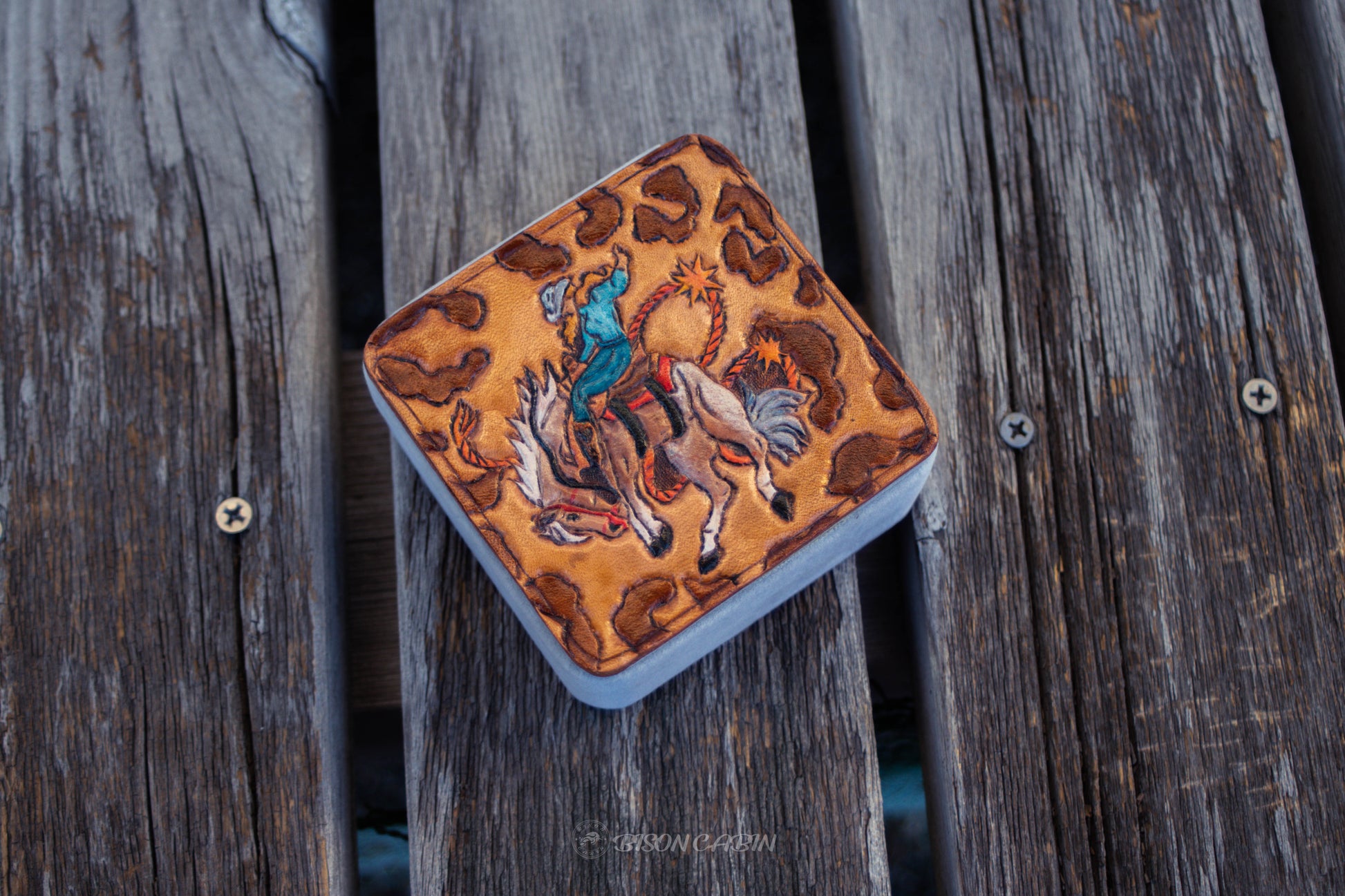 Leather Tooled Jewelry Travel Box , Tooled leather jewelry box , handmade tooled jewelry box, leather carved jewelry box, handcrafted accessory box , cowgirl tooled jewelry box 