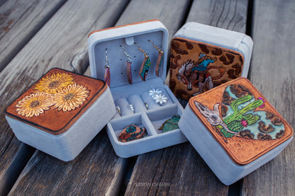 Leather Tooled Jewelry Travel Box