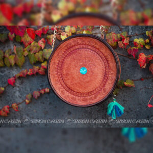 Handmade Leather carving Women's Round Bag | Western floral pattern| Genuine Leather Bag