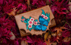 handmade leather purse 3D butterfly Bohemian flower tooling Leather carving women’s Purse