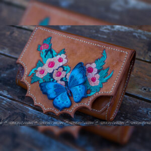 handmade leather purse 3D butterfly Bohemian flower tooling Leather carving women’s Purse
