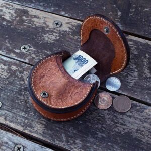 Handmade Leather Carved Coin Purse